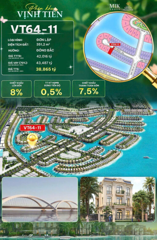 Bán biệt thự đơn lập hướng Đông Bắc, thuộc khu Vịnh Tiên, Vinhomes Cần Giờ